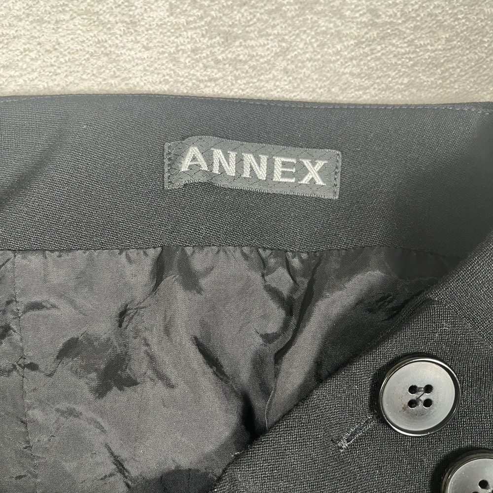 Annex Women's Size 12 Black 100% Wool Midi Skirt Button Front A-Line *EUC - Picture 4 of 10